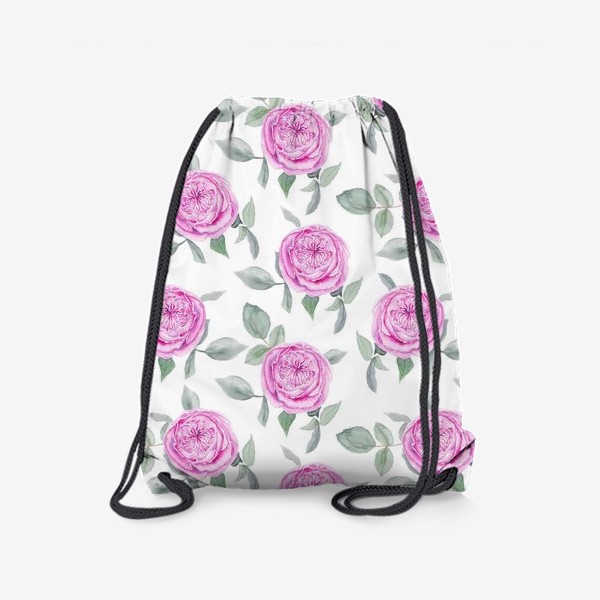 Рюкзак «Розовые розы. Акварельный паттерн на белом фоне»