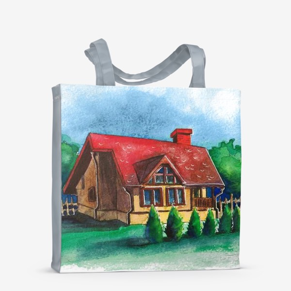 Сумка-шоппер &laquo;Деревенский домик с красной крышей&raquo;