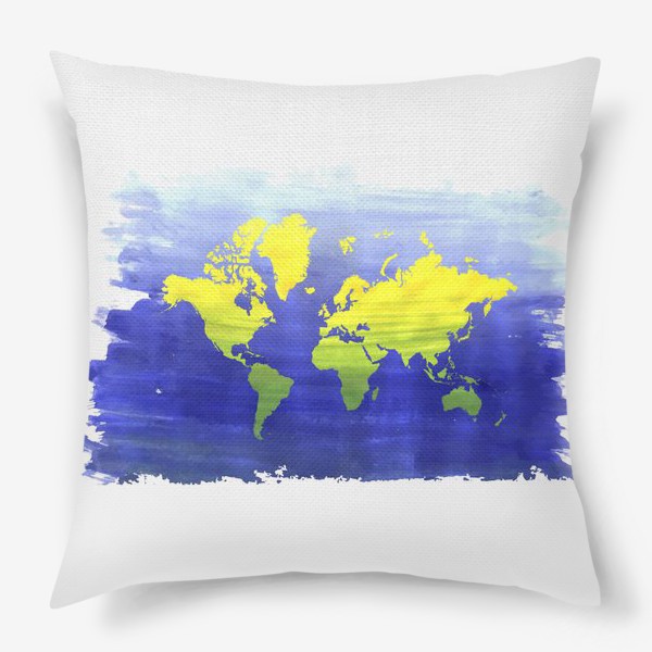Подушка «Акварельная карта мира»