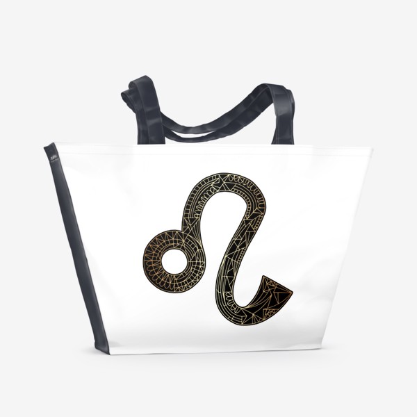Пляжная сумка «ЛЕВ знак зодиака золото на черном»