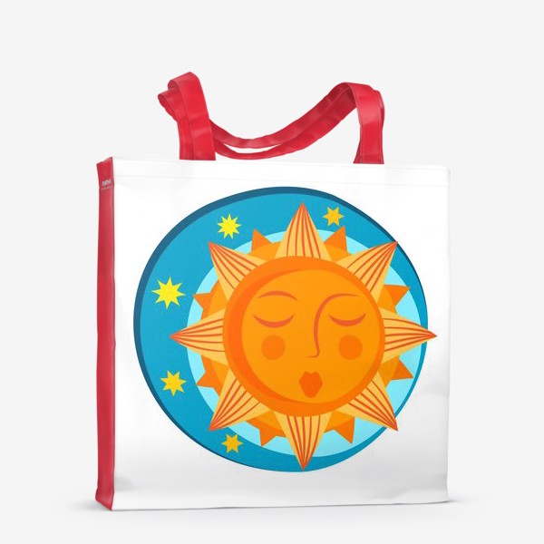 Сумка-шоппер «Солнце декоративное спящее на белом фоне»