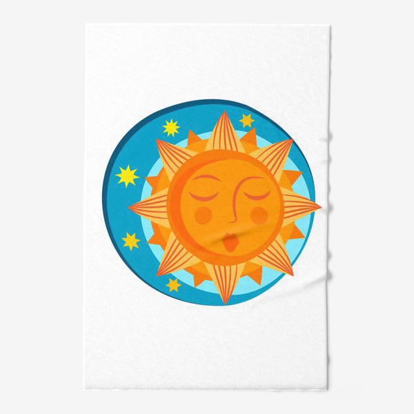 Полотенце «Солнце декоративное спящее на белом фоне»