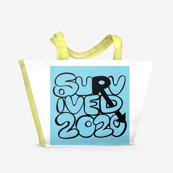 Пляжная сумка «Survived2020 слоган в стиле граффити на синем фоне»