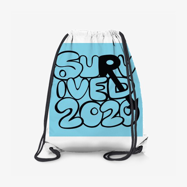 Рюкзак «Survived2020 слоган в стиле граффити на синем фоне»
