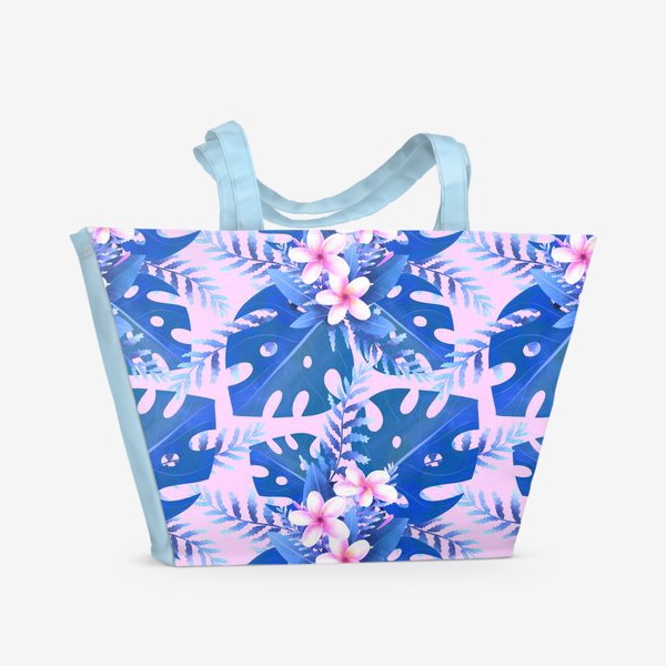 Пляжная сумка «экзотический паттерн на розовом фоне»