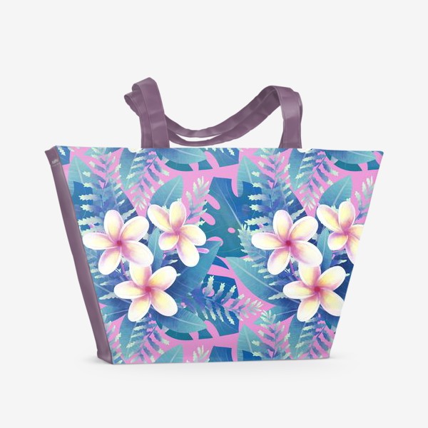 Пляжная сумка «экзотический паттерн на розовом фоне»
