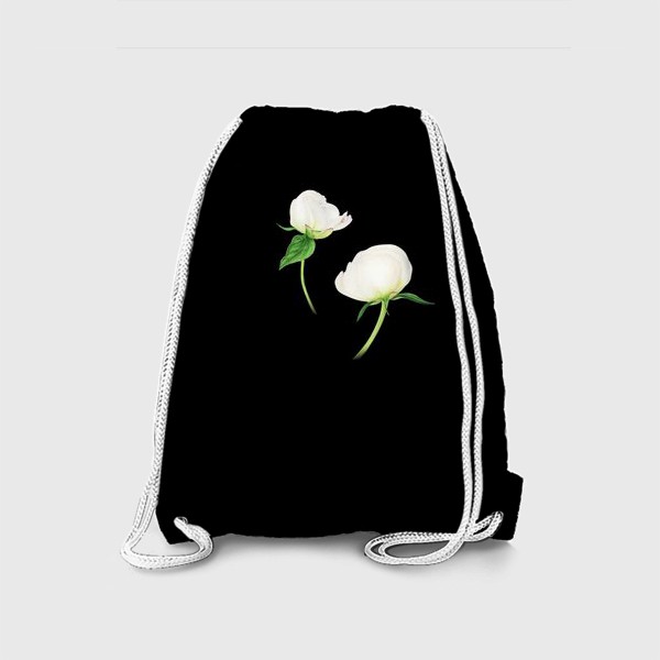 Рюкзак «Белый пион на черном фоне»