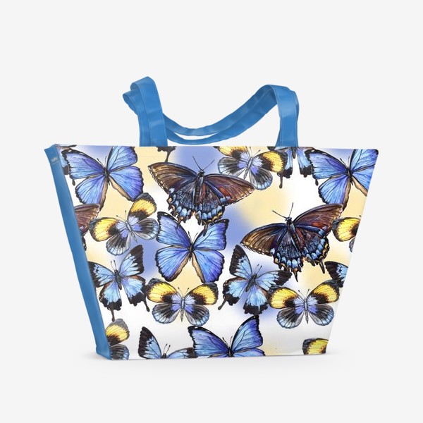 Пляжная сумка «Летний паттерн с бабочками»