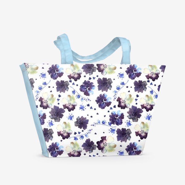 Пляжная сумка «Акварельные синие цветы»