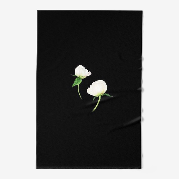 Полотенце «Белый пион на черном фоне»