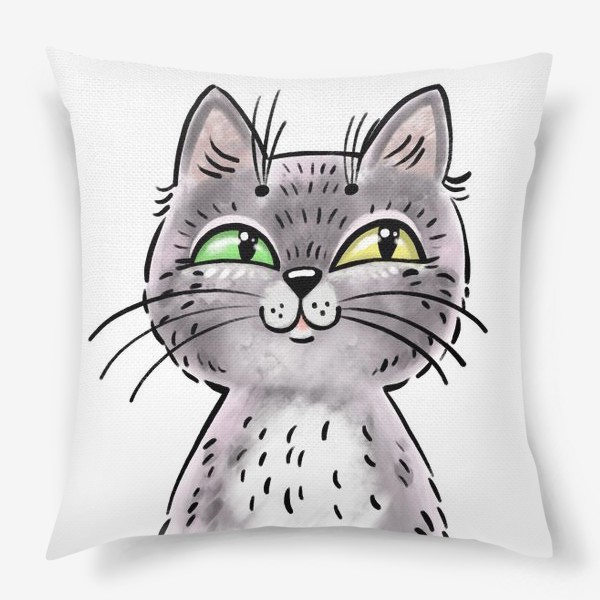 Подушка «Серая хитрая кошка»
