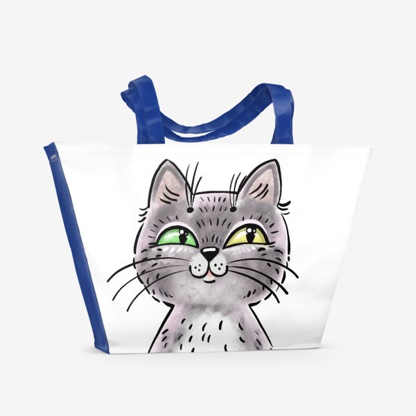 Пляжная сумка «Серая хитрая кошка»