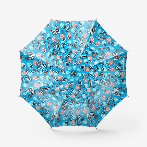 Зонт &laquo;Узор листьев на голубом фоне&raquo;