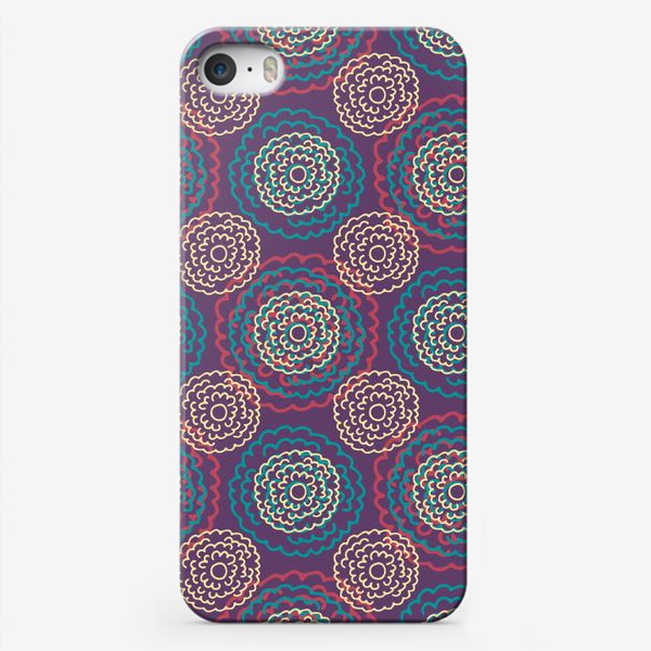 Чехол iPhone «Разноцветные цветы на фиолетовом фоне»