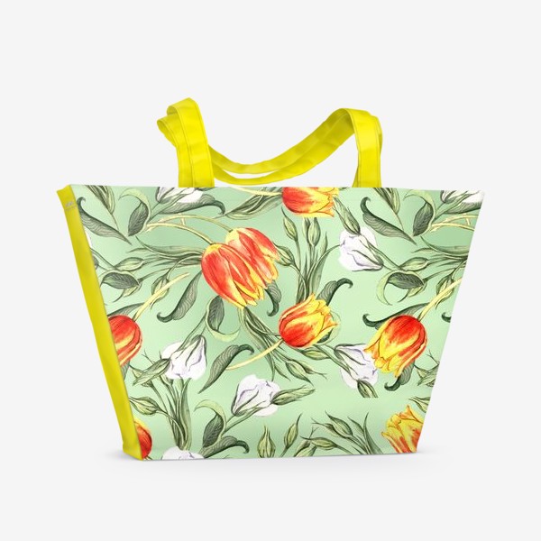 Пляжная сумка &laquo;Паттерн с весенними цветами&raquo;