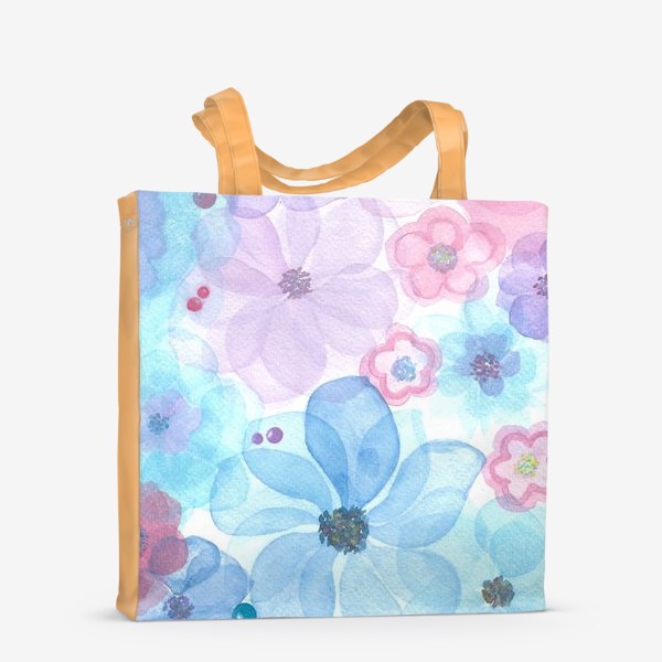 Сумка-шоппер «Розовые, голубые, фиолетовые цветы»