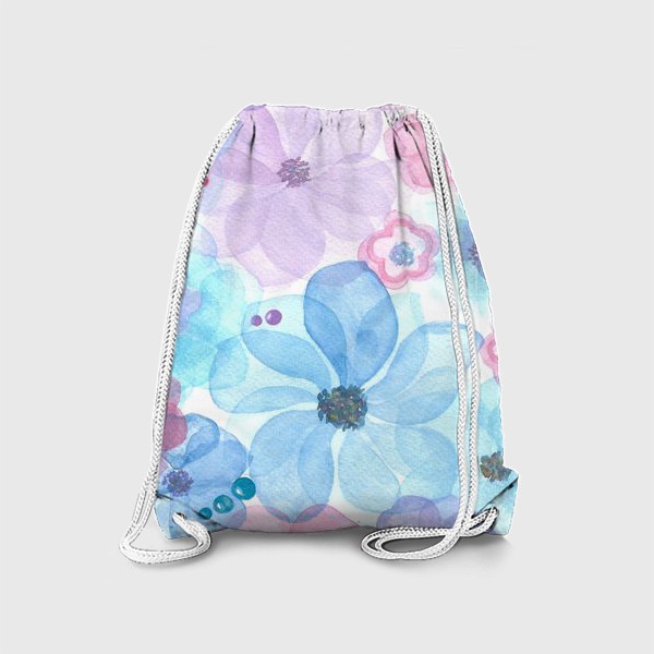 Рюкзак «Розовые, голубые, фиолетовые цветы»