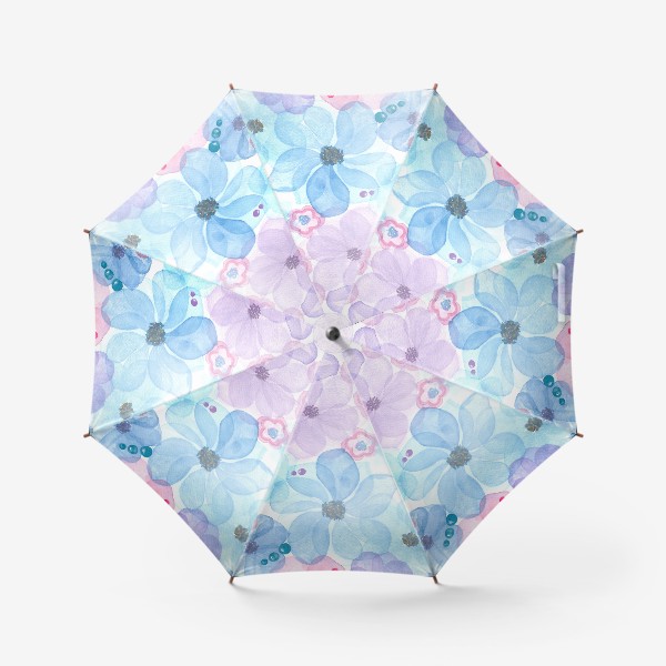 Зонт &laquo;Розовые, голубые, фиолетовые цветы&raquo;