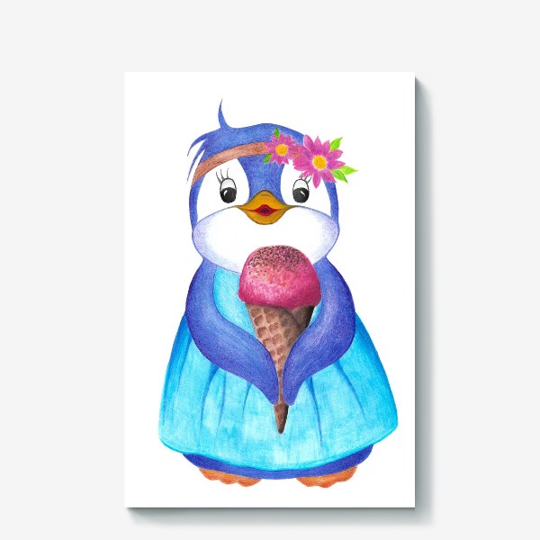 Холст «Пингвин и мороженое»