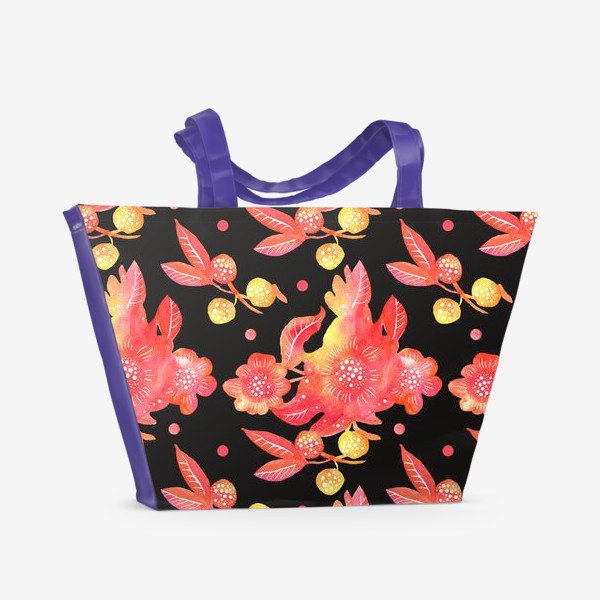 Пляжная сумка «Яркий паттерн со стилизованными цветами»
