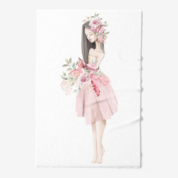 Полотенце «Прекрасная девушка с цветами»