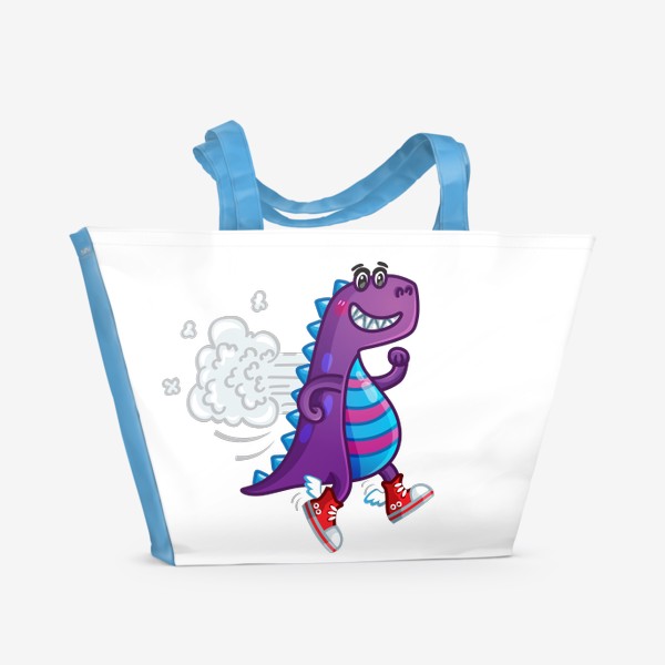 Пляжная сумка «Милый динозаврик в красных кедах»