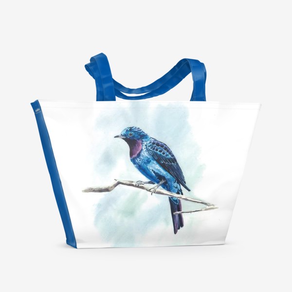 Пляжная сумка «Птица. Блестящая котинга.»