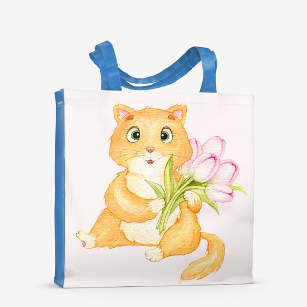 Сумка-шоппер «Кот с цветами»
