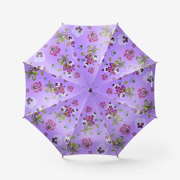 Зонт «Паттерн анютины глазки на фиолетовом»