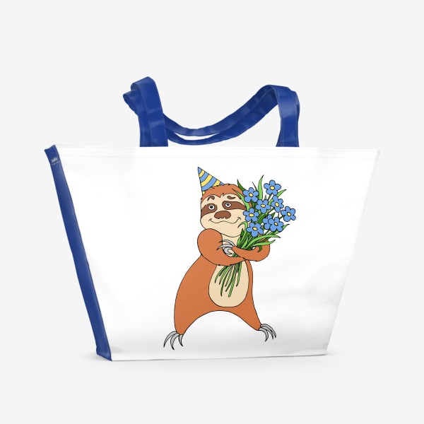 Пляжная сумка «Подарок с забавным ленивцем»