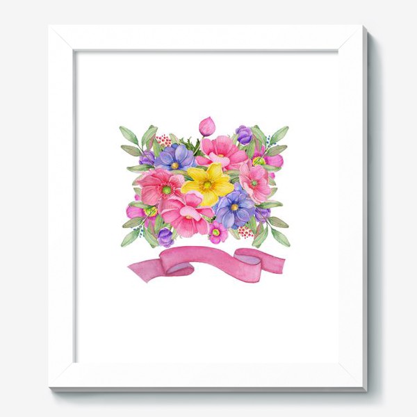 Картина «Акварель Летний букет цветов маргариток.»