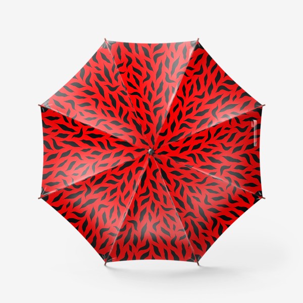 Зонт &laquo;Черные перья на красном фоне. Красно-черный абстрактный узор. &raquo;