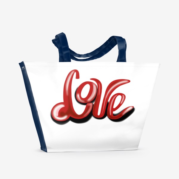 Пляжная сумка «Любовь. Красная надпись "любовь" подарок на 14-ое февраля или на свадьбу»