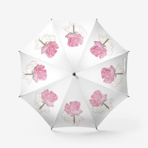 Зонт «Акварельный рисунок "Розовый цветок роза"»