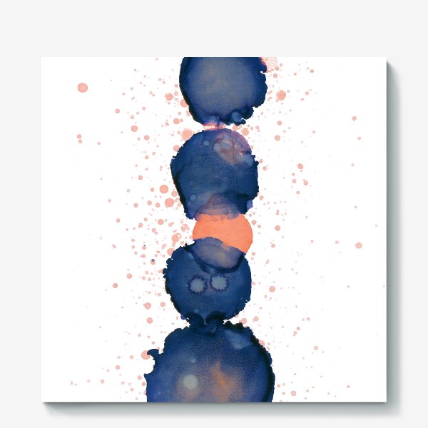 Холст &laquo;Магия цвета. Абстракция в синем и персиковом цвете. Интерьерный минимализм&raquo;