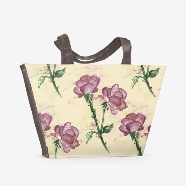 Пляжная сумка «Розы на бежевом.»