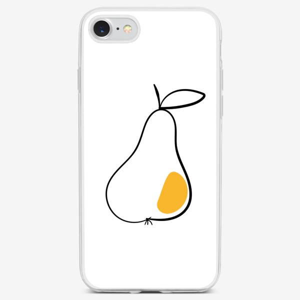 Чехол iPhone «Груша в дудл стиле. Минималистичный фруктовый принт»