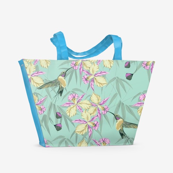 Пляжная сумка «Колибри и орхидея»