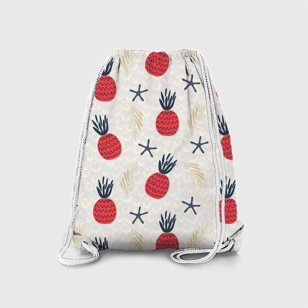 Рюкзак «паттерн красные дудл  ананасы на сером фоне »
