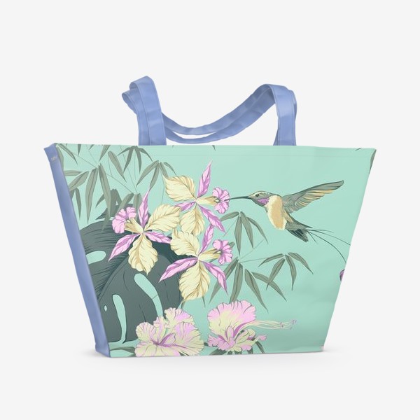 Пляжная сумка &laquo;Тропические цветы и колибри&raquo;