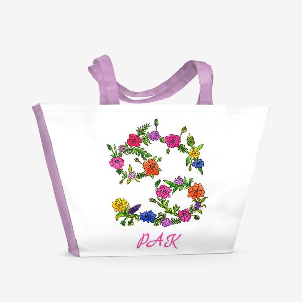 Пляжная сумка «Зодиак Рак. Цветы»