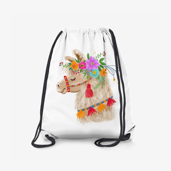 Рюкзак «иллюстрация милая альпака с цветами »