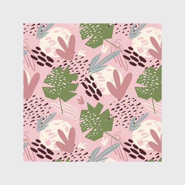 Скатерть «паттерн с абстрактным фоном и тропическими листьями на розовом фоне »
