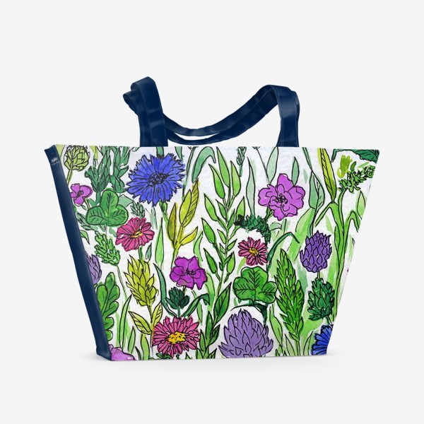 Пляжная сумка «Полевые цветы. Василёк»
