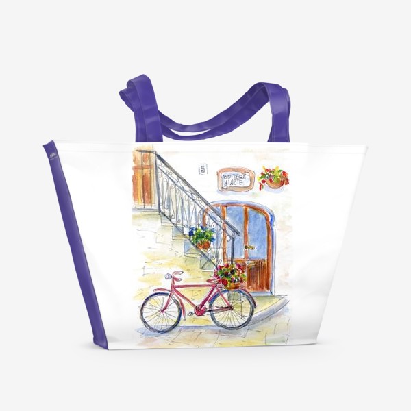 Пляжная сумка «Цветочный велосипед»