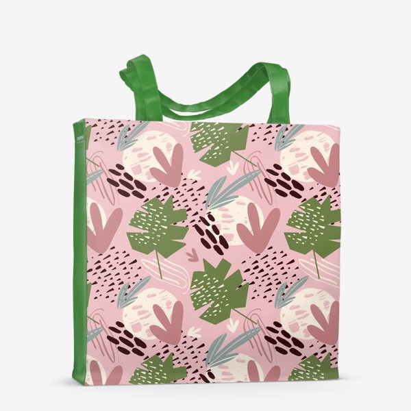 Сумка-шоппер &laquo;паттерн с абстрактным фоном и тропическими листьями на розовом фоне &raquo;