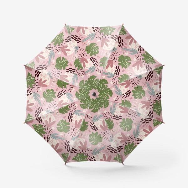 Зонт «паттерн с абстрактным фоном и тропическими листьями на розовом фоне »