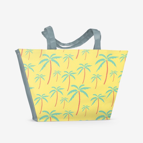 Пляжная сумка &laquo;паттерн зеленые пальмы на желтом фоне &raquo;