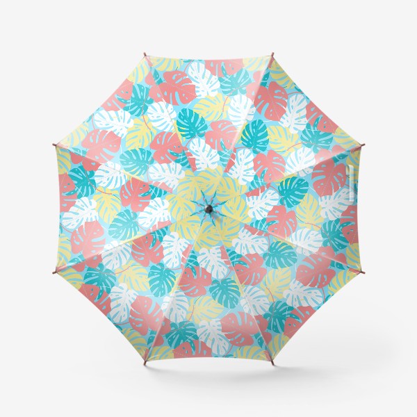 Зонт «паттерн с разноцветными тропическими листьями монстера »