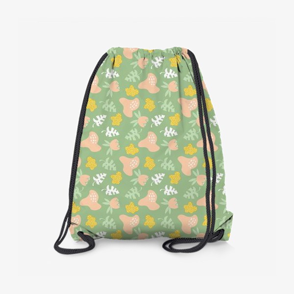 Рюкзак «паттерн с тропическими листьями и цветами пастельных цветов »